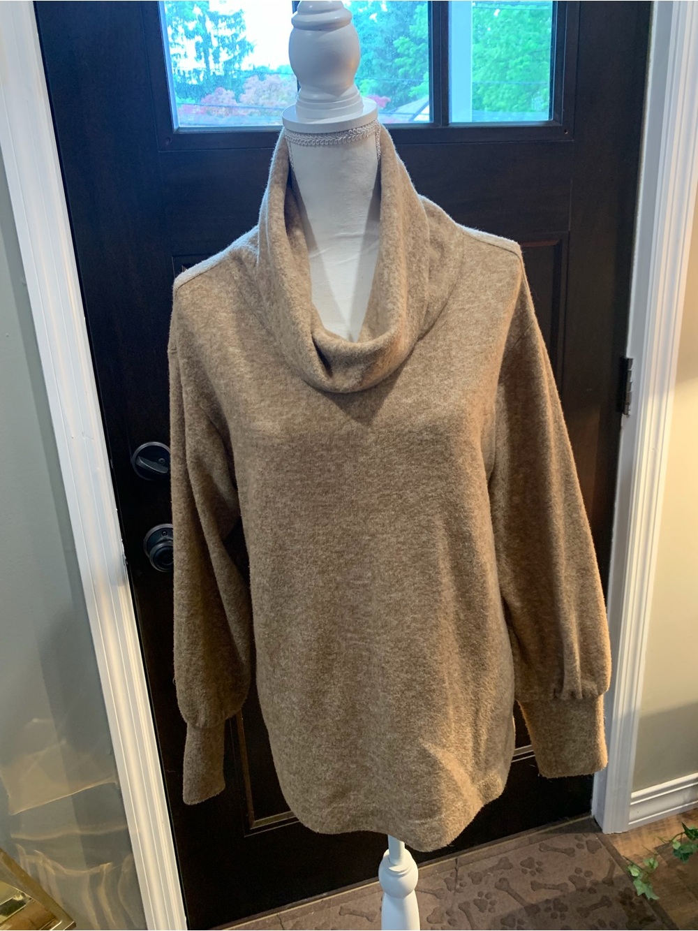 Anthropologie Camel Brown Cowl Neck Sweater